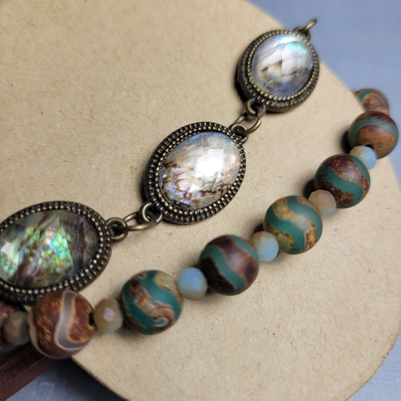 Natural Shell and Stone Handmade Bracelets Set of 2 - Picture 2 of 3